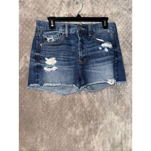 American Eagle High Rise Dark Wash Distressed Jorts Size 2 100% cotton #769